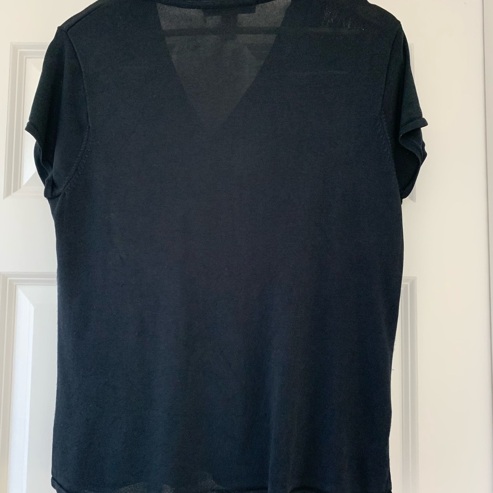 Katherine Barclay Black Short Sleeve Knit  Top Size L